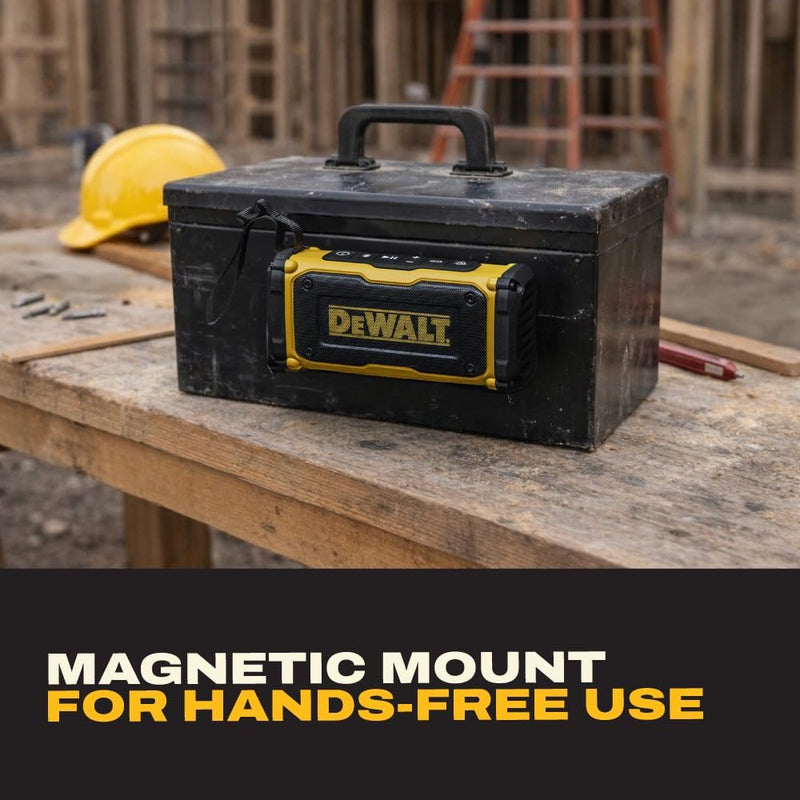 DEWALT Magnetic Jobsite Bluetooth Speaker, 14H Runtime Waterproof Portable