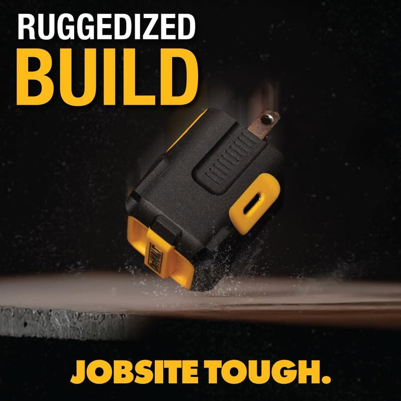 DEWALT NeverBlock 20W Dual USB-C Charger – Angled, Foldable Plug