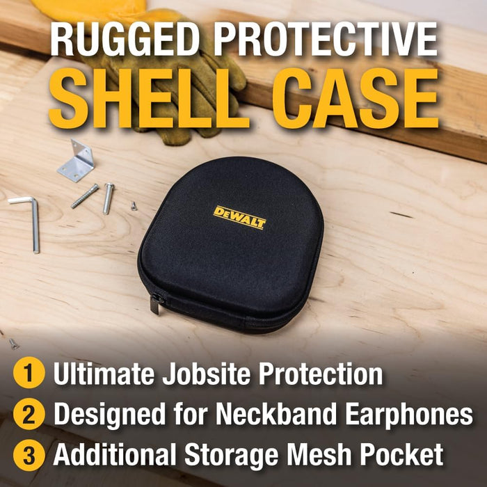 DEWALT Heavy Duty Protective Case – Neckband Earbuds Travel Storage