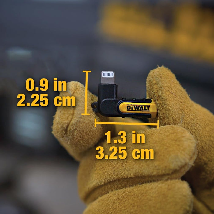 DEWALT Heavy Duty 3.5mm to Lightning Adapter, 90Degree L Connector Female to 3.5mm Male Headphone Jack Adapter for iPhone, Compatible Lightning to 3.5 mm Headphone Jack Adapters, Adapts Legacy Devices