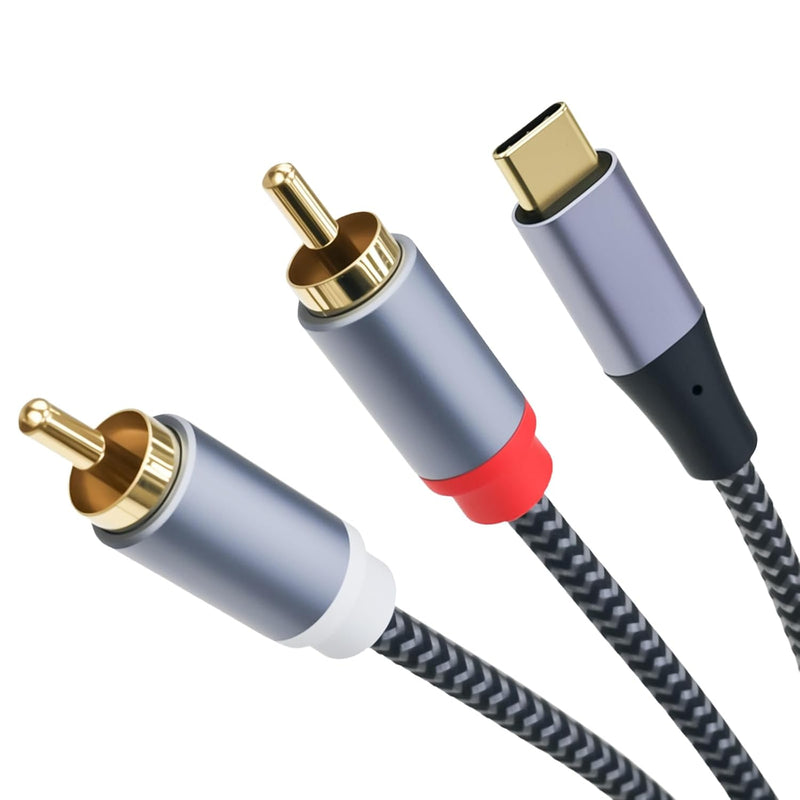 Cyberguys USB-C to RCA Audio Cable – Braided Type C to RCA Adapter w/DAC, 6.6ft
