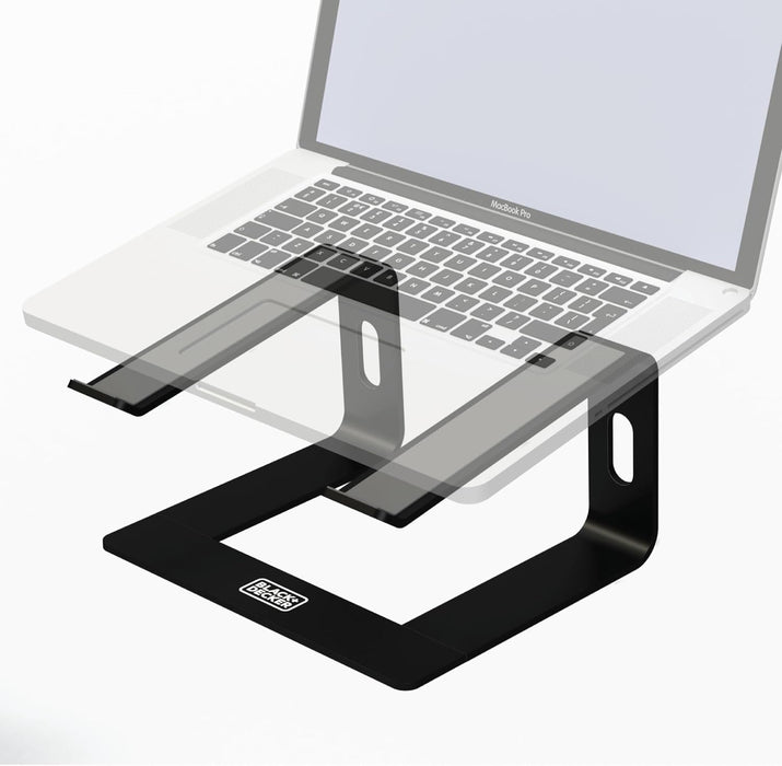 BLACK+DECKER Laptop Stand for Computer Desk, Ergonomic Laptop Stand for Desk, Laptop Riser Compatible with MacBook Notebook, Laptop Holder, Durable Aluminum Computer Riser Accessories