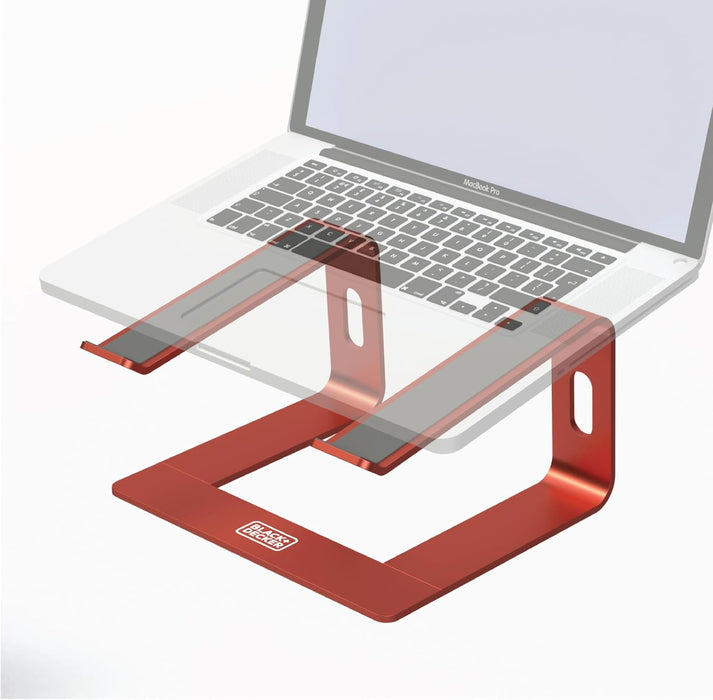 BLACK+DECKER Laptop Stand for Computer Desk, Ergonomic Laptop Stand for Desk, Laptop Riser Compatible with MacBook Notebook, Laptop Holder, Durable Aluminum Computer Riser Accessories