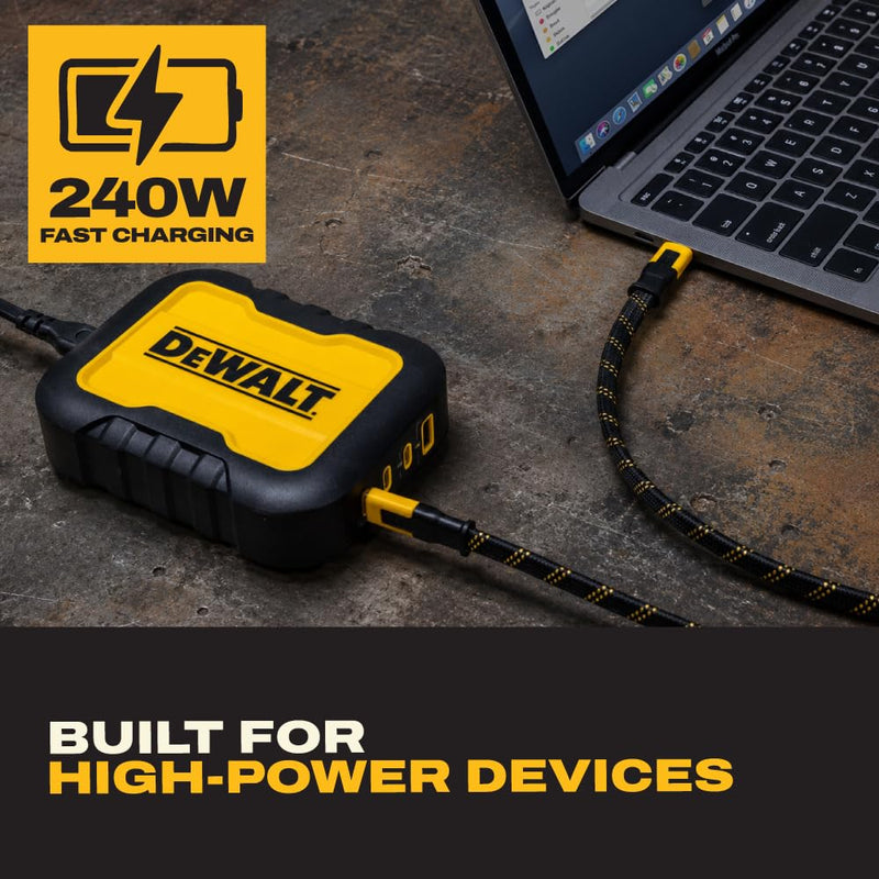 DEWALT USB-C to USB-C Data Cable 4ft, 240W Fast Charging 20Gbps Transfer