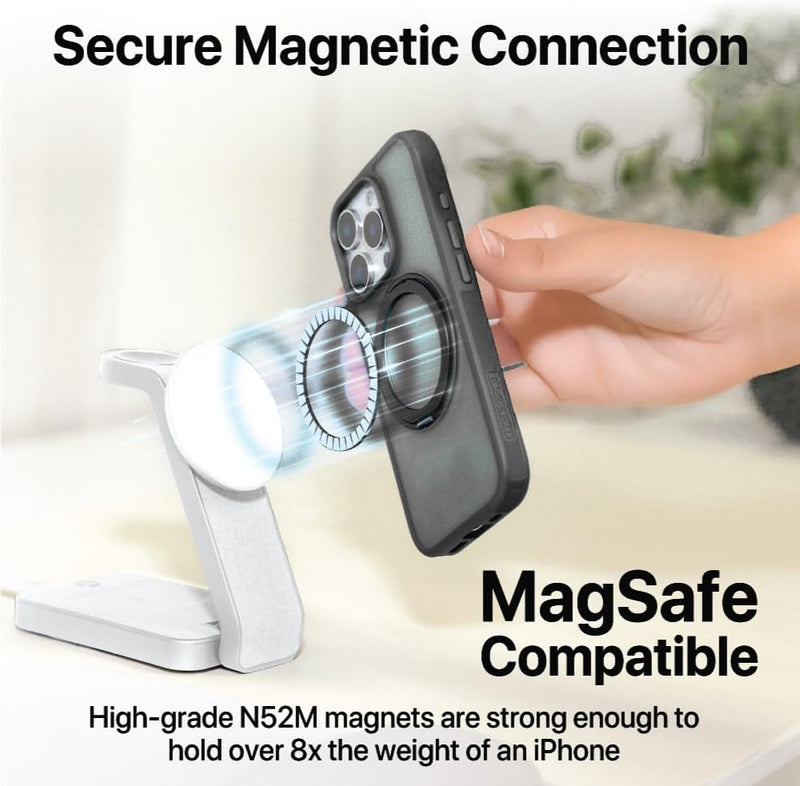 BLACK+DECKER iPhone 16 Case – 360° Rotating Ring Stand, MagSafe & Lanyard