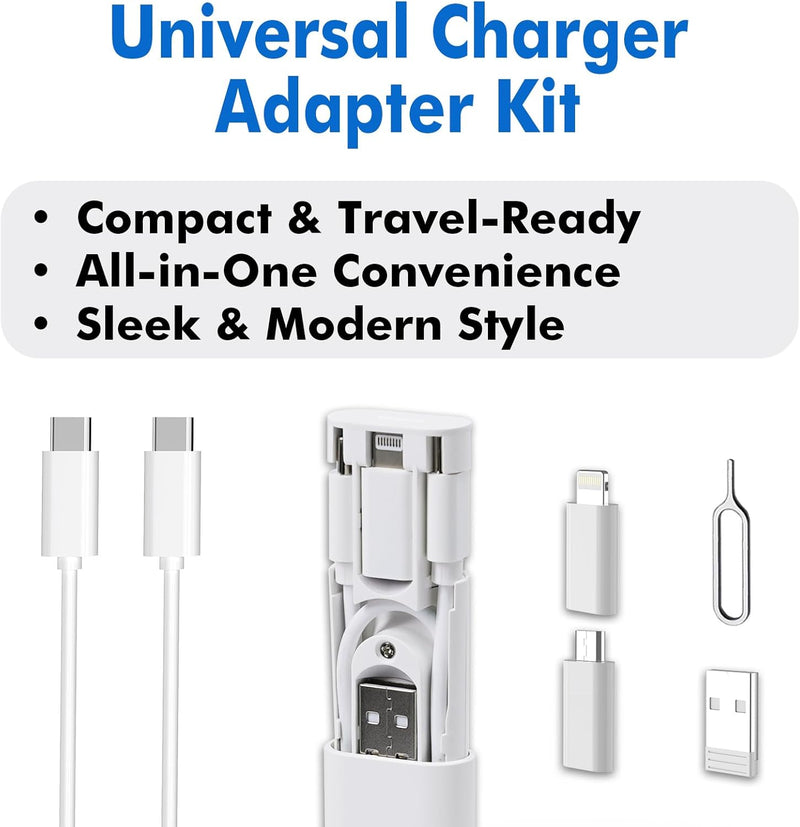TRAVEL DEPOT Multi USB Charging Adapter Kit – 60W Cable Set w/Type-C, Micro USB & SIM Tool