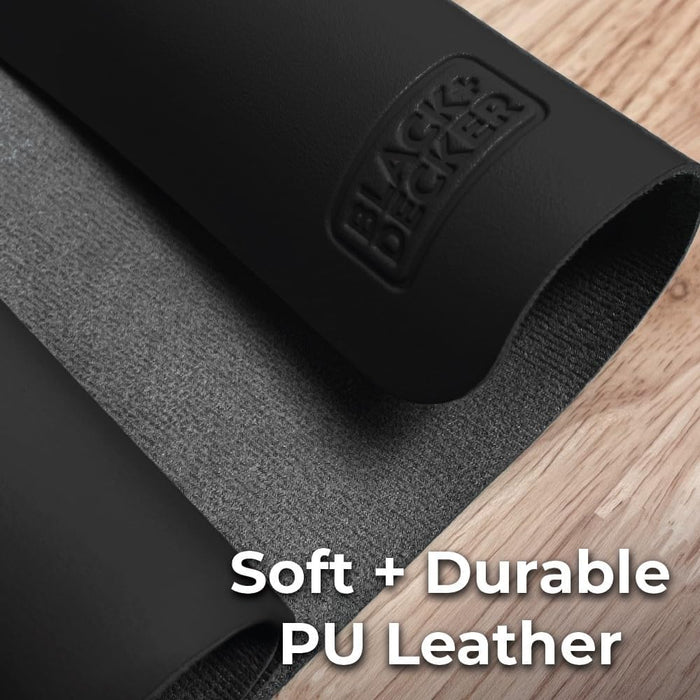 BLACK+DECKER Water-Resistant Nightstand Mat – PU Leather Protector, 7.5" x 11"
