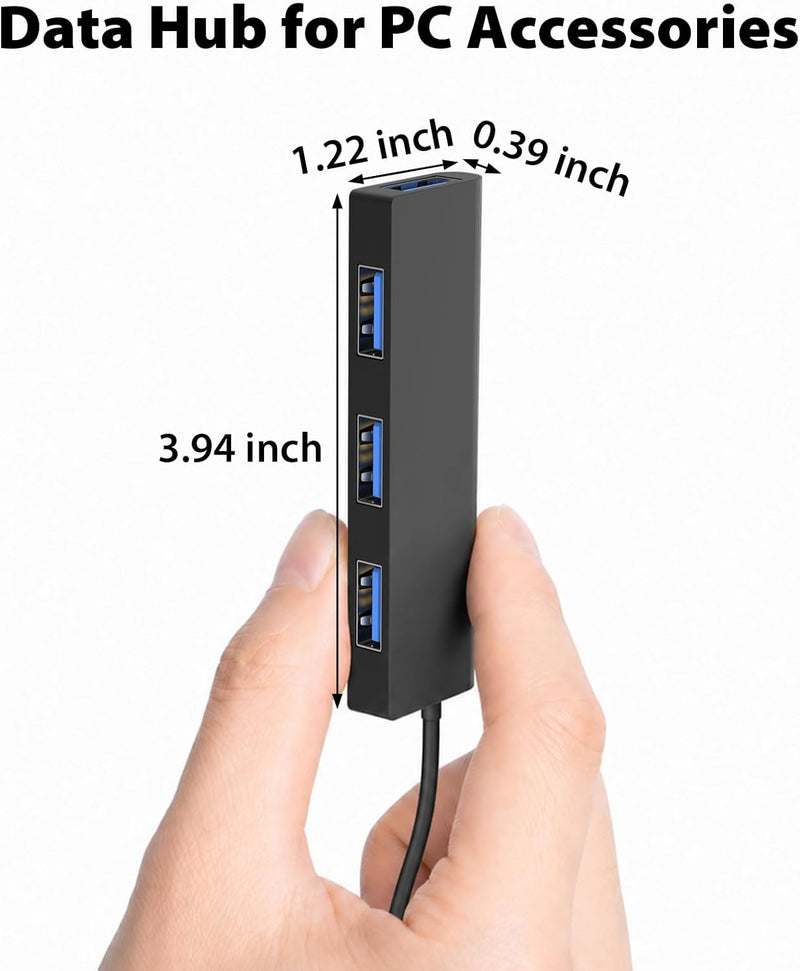 Cyberguys 4-Port USB 3.0 Hub with Power Port, Slim Portable Splitter – 2ft