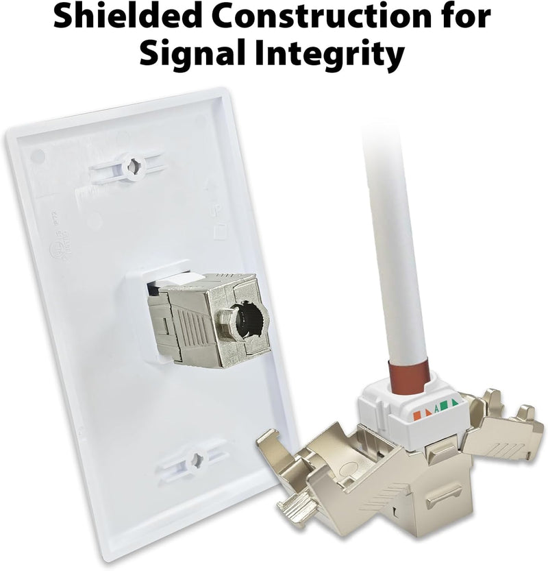 Cyberguys CAT 8 Shielded Keystone Jack, 40Gbps Gold-Plated RJ45 – 5-Pack