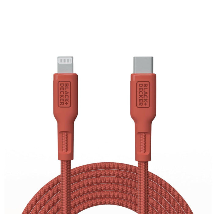 BLACK+DECKER USB-C to Lightning Cable – Fast Braided iPhone Charger Cord, Durable & Travel-Ready