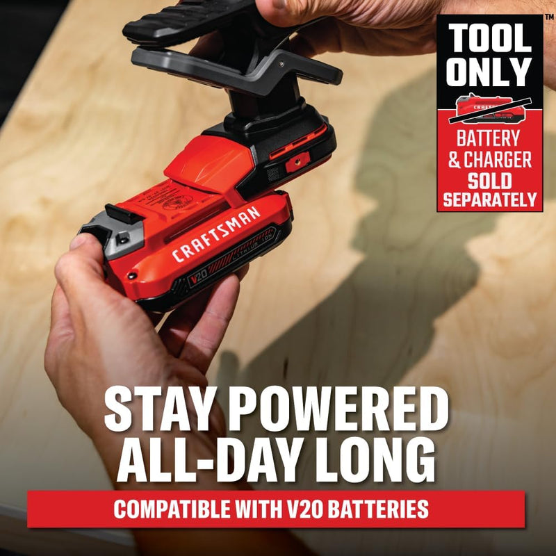 CRAFTSMAN 10W Bluetooth Jobsite Speaker with Clamp, 76+ Hour Runtime & USB-C Device Charging, Tool Only