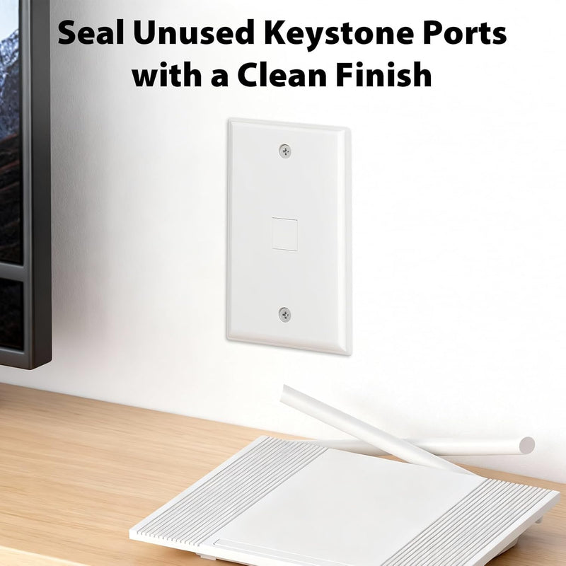 Cyberguys Blank Keystone Jack Inserts, White – 20-Pack