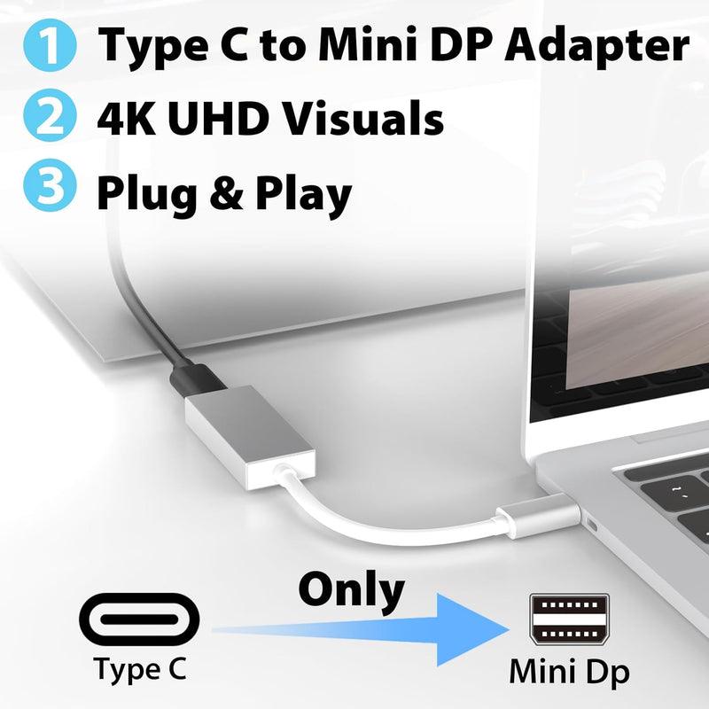 Cyberguys Mini DisplayPort to USB-C Adapter – 4K@60Hz Thunderbolt 3 Converter for Mac