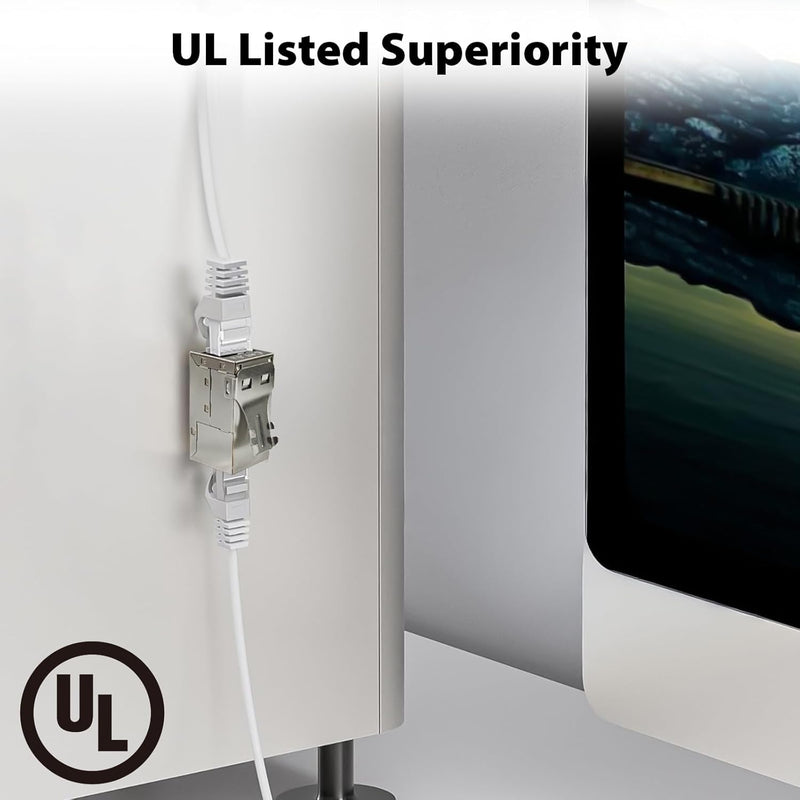 Cyberguys CAT6A Shielded Inline Coupler, Female-to-Female RJ45 – 5-Pack