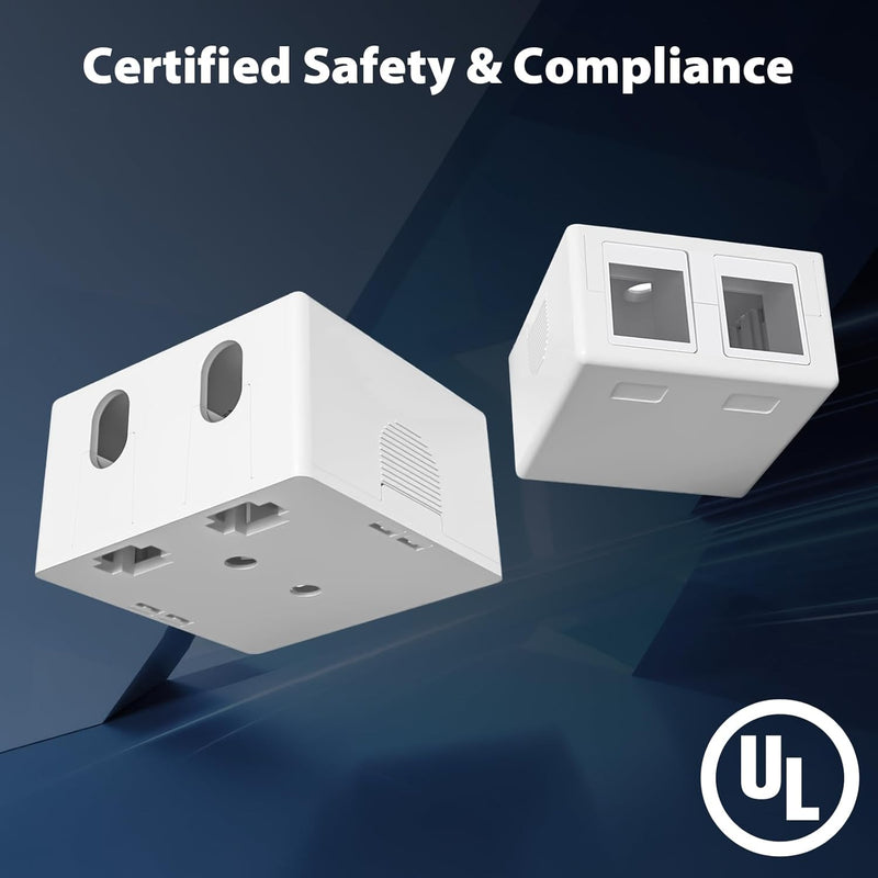 Cyberguys Keystone Jack Surface Mount Box, Wall or Desk Install – 5-Pack