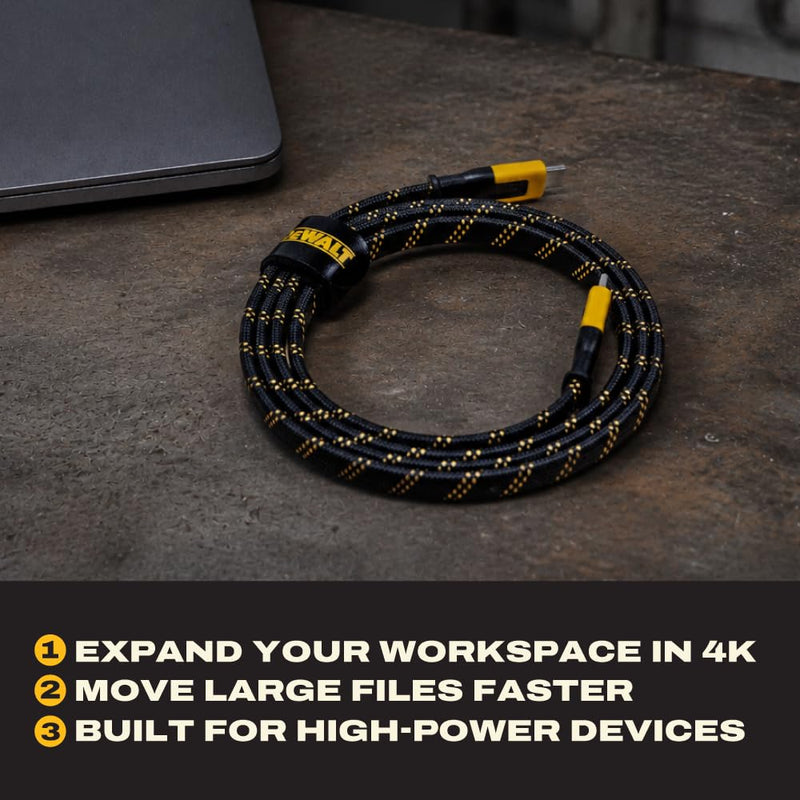 DEWALT USB-C to USB-C Data Cable 4ft, 240W Fast Charging 20Gbps Transfer