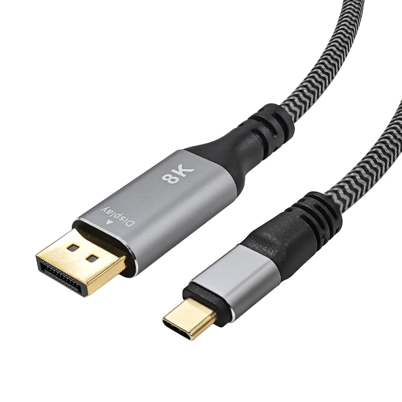 Cyberguys USB-C to DisplayPort 1.4 Cable – 8K@60Hz, 4K@240Hz Braided Cord