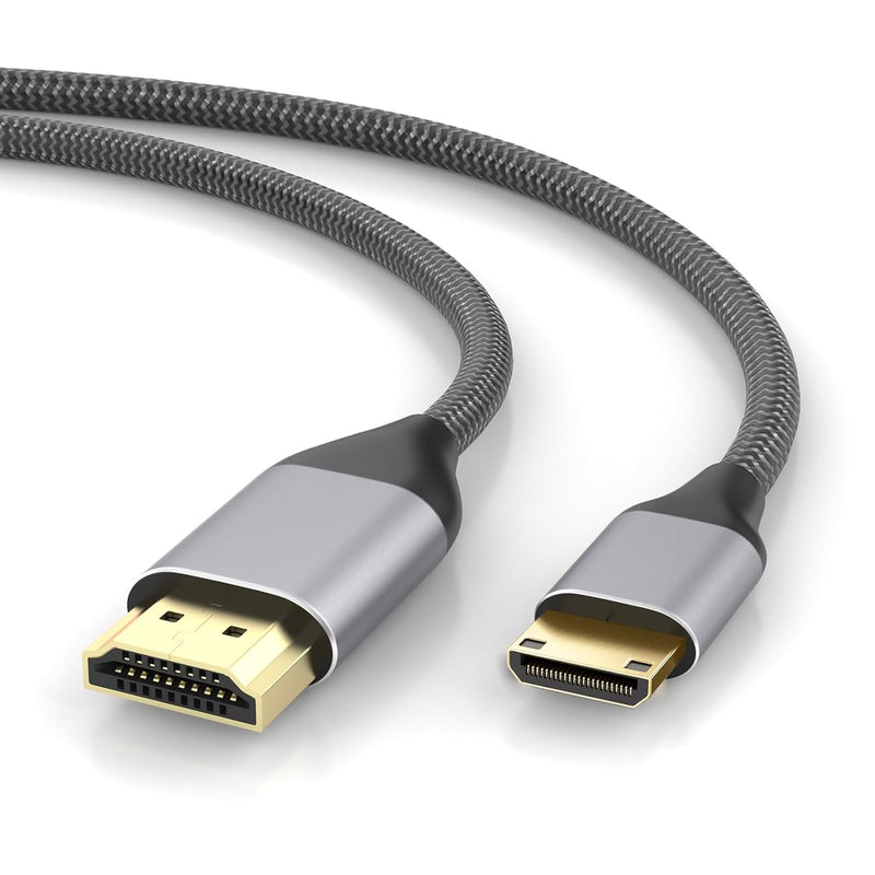 Cyberguys Mini HDMI to HDMI 2.0 Cable – 4K@60Hz Braided High-Speed Cord, Gold-Plated