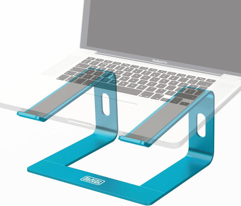 BLACK+DECKER Laptop Stand for Computer Desk, Ergonomic Laptop Stand for Desk, Laptop Riser Compatible with MacBook Notebook, Laptop Holder, Durable Aluminum Computer Riser Accessories