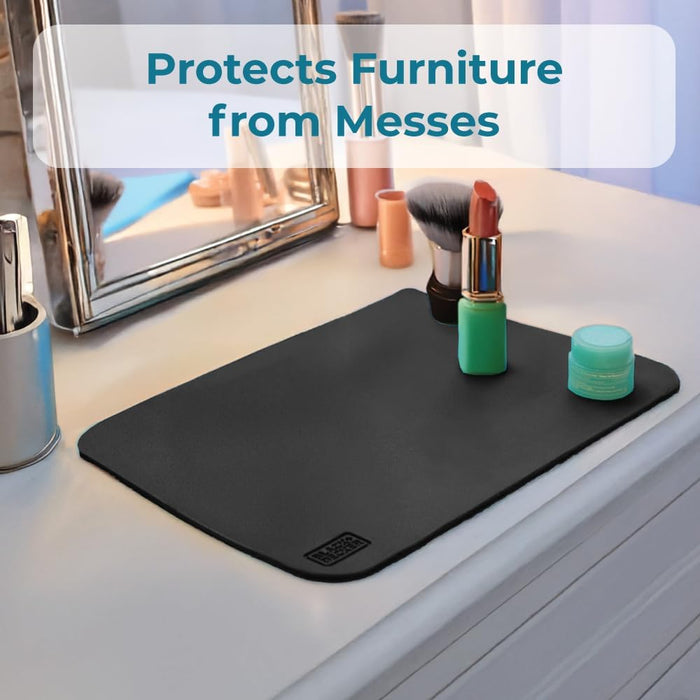 BLACK+DECKER Water-Resistant Nightstand Mat – PU Leather Protector, 7.5" x 11"