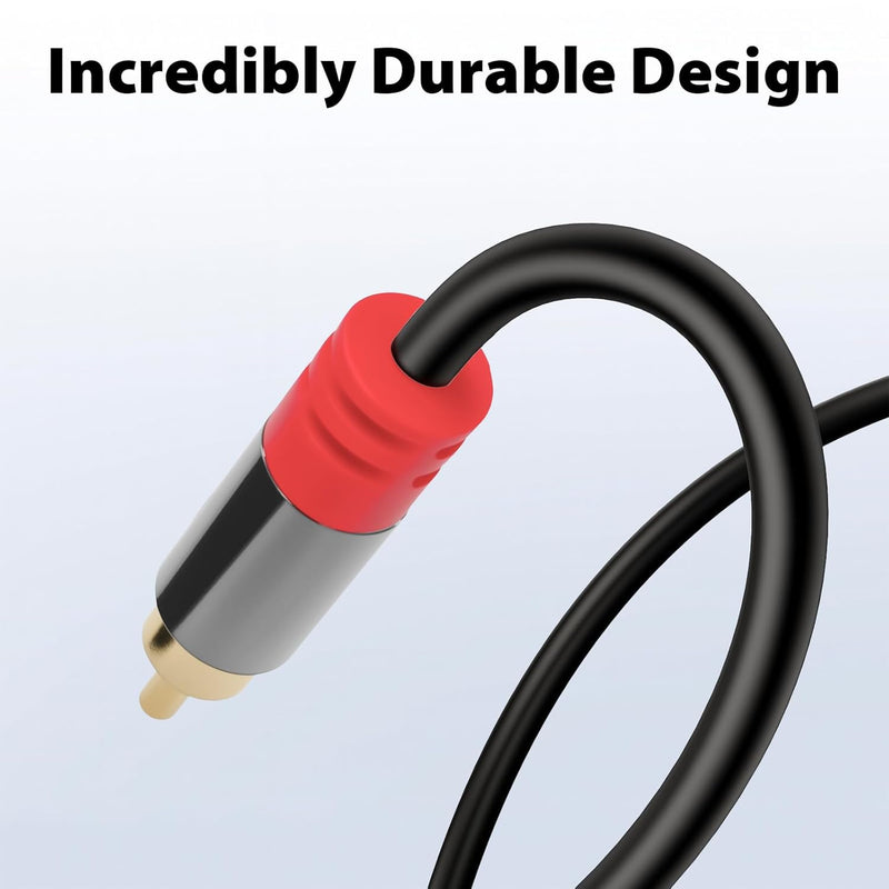 Cyberguys 3.5mm to RCA Audio Cable – Aux to RCA Stereo Cord, Gold-Plated Connectors