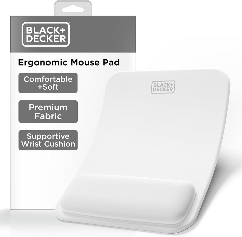 BLACK+DECKER Ergonomic Mouse Pad with Wrist Support – Gel Wrist Rest, Non-Slip Base
