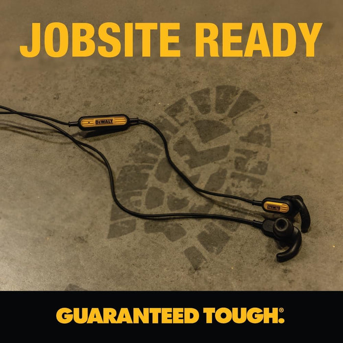 DEWALT Heavy Duty USB-C Wired Earphones – Jobsite Headphones w/Mic
