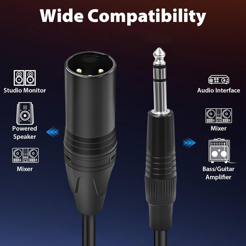 Cyberguys XLR Male to 1/4 TRS Audio Cable – Balanced Mic Cord for Mixer & Amp