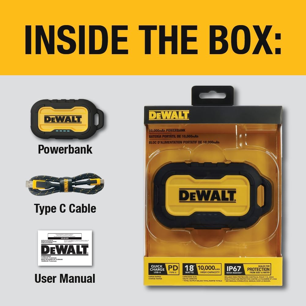 DEWALT Heavy Duty 10,000mAh Portable Power Bank - Thumbnail 2