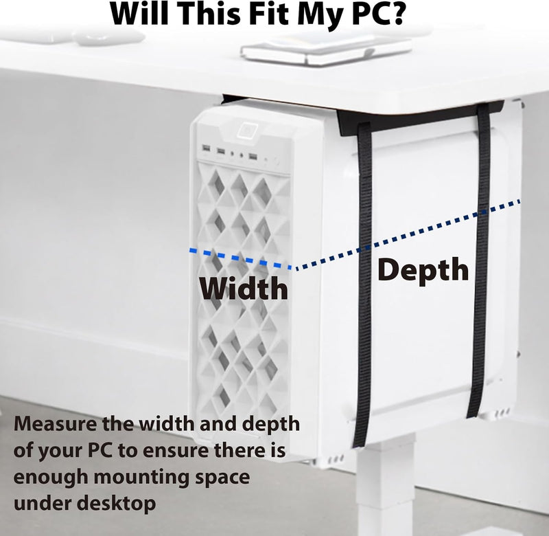 Economical Under Desk PC Mount, Adjustable Steel Frame – 44 lb Capacity