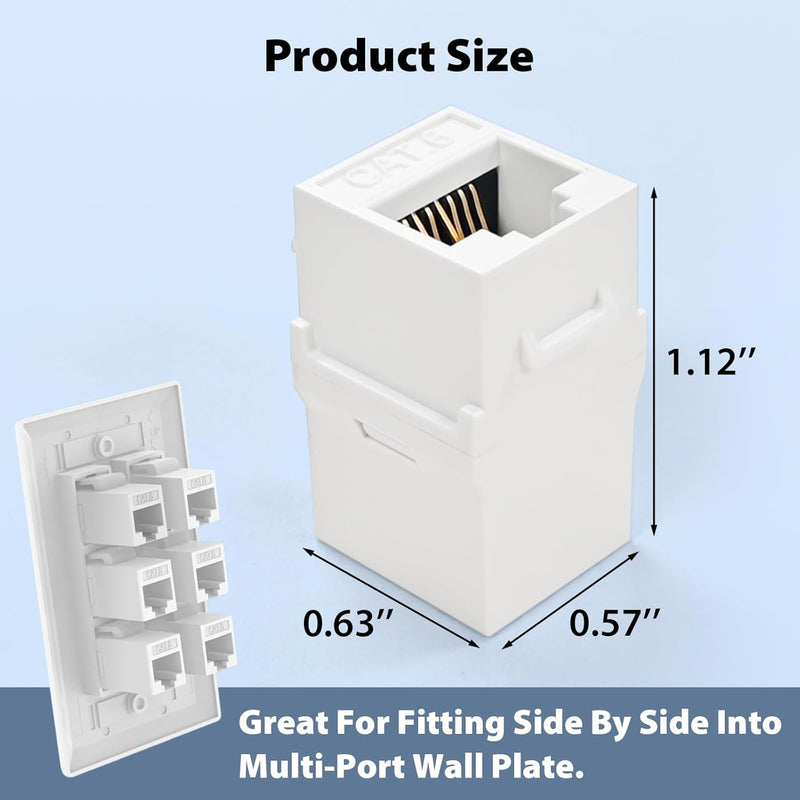 CAT6 Keystone Jack Inline Coupler RJ45 Female-to-Female 10Gbps Ethernet
