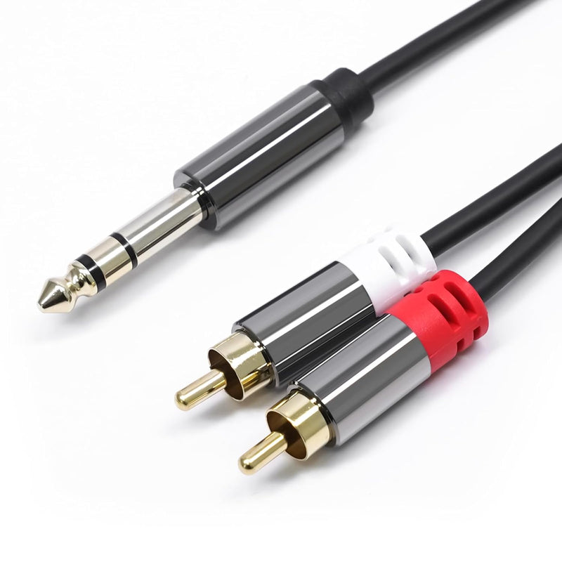Cyberguys 1/4 Inch to RCA Audio Cable – 6.35mm TRS to Dual RCA Stereo Cord
