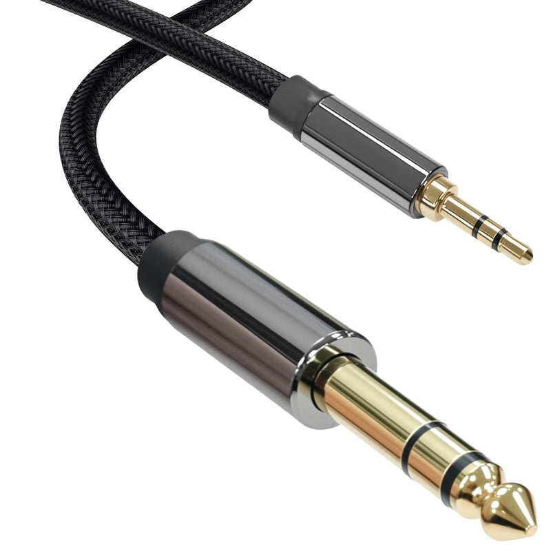 Cyberguys 3.5mm to 1/4 Audio Cable – TRS Stereo Braided Cord, Gold-Plated Connectors