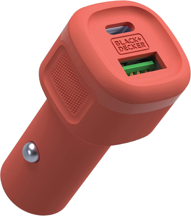 BLACK+DECKER USB C Car Charger, Compact 38W 2-Port, LED Indicator Type C Charger with Power Delivery/Quick Charge, Compatible with iPhone 16 15 14 13 12 Series, Pixel 3 2 XL, iPad Pro, More