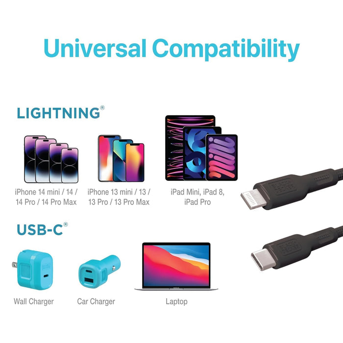 BLACK+DECKER USB-C to Lightning Cable – Fast Braided iPhone Charger Cord, Durable & Travel-Ready