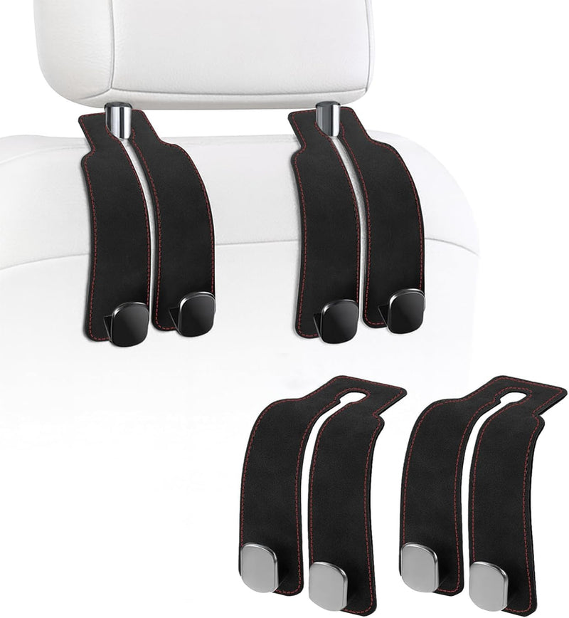 Travel Depot Leather Car Seat Headrest Hooks, Double Hook Bag Organizer (2-Pack)