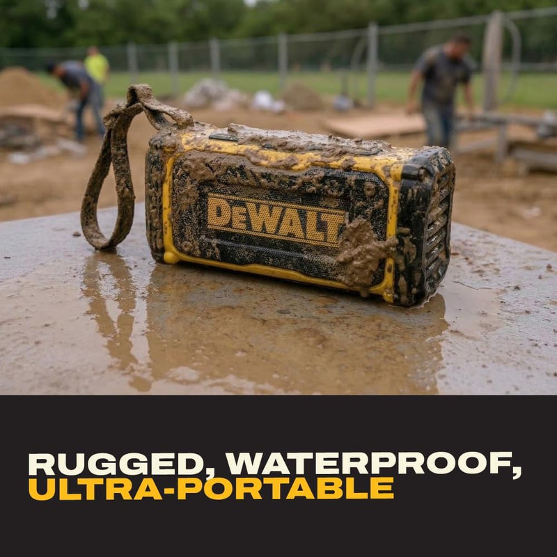 DEWALT Magnetic Jobsite Bluetooth Speaker, 14H Runtime Waterproof Portable