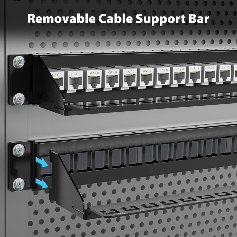 Cyberguys CAT6 24-Port Keystone Patch Panel 1U, Rackmount or Wall Mount
