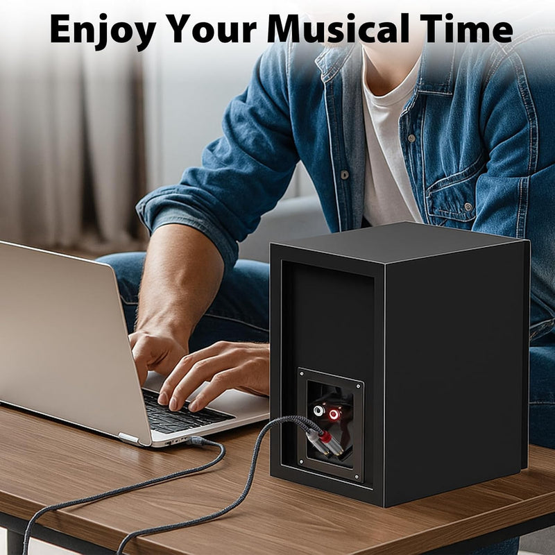 Cyberguys USB-C to RCA Audio Cable – Braided Type C to RCA Adapter w/DAC, 6.6ft