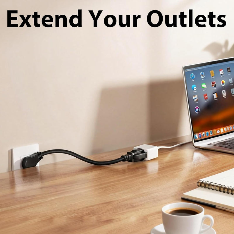 360° Rotating Flat Extension Cord – Low-Profile Plug, UL Listed