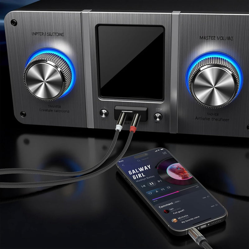 Cyberguys 3.5mm to Dual 1/4″ Audio Cable – Braided TRS to Dual TS Cord