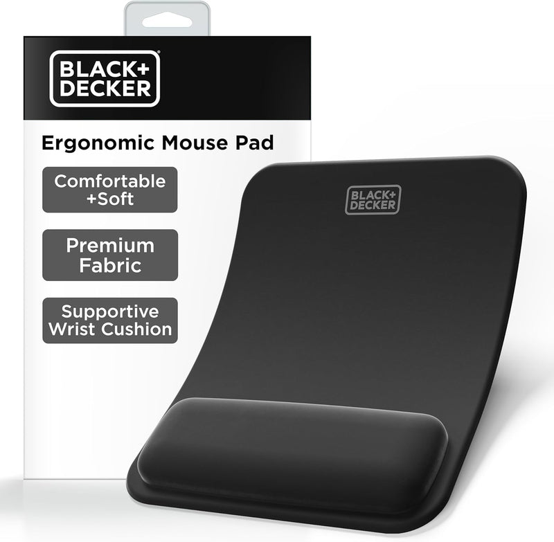 BLACK+DECKER Ergonomic Mouse Pad with Wrist Support – Gel Wrist Rest, Non-Slip Base
