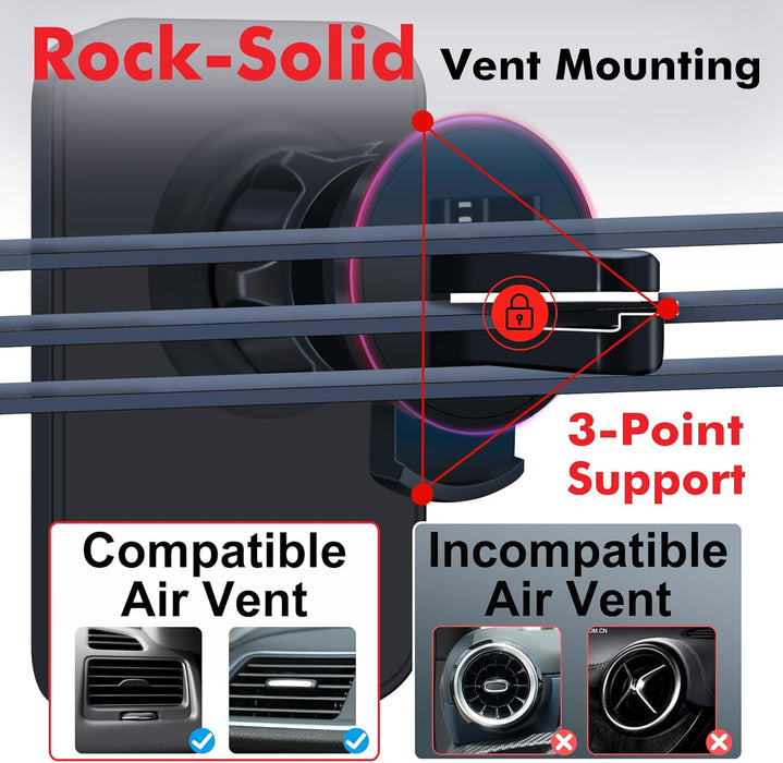 15W Mag Safe Car Mount Charger, Magnetic Phone Holders for Your Car, Wireless Ultra Magnetic Vehicle Mount Charger Vent Fits iPhone 16/15/14/13/12 Pro Max Mag Safe Case