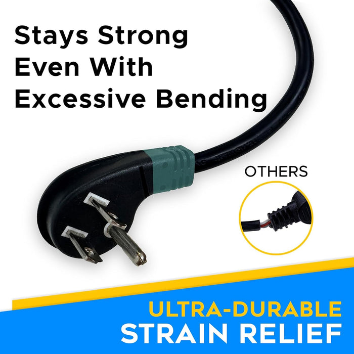Flat Plug Extension Cord - Angled Flat Plug Adapter - Plug Adapter Low Profile - 45 Degree Power Cord Extension - 18in Short Extension Cord Flat Plug - UL Listed 16 AWG - Black