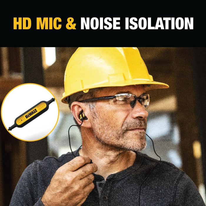DEWALT Heavy Duty Lightning Earphones (IPX6) – Wired, Jobsite-Safe for iPhone 14 & Older