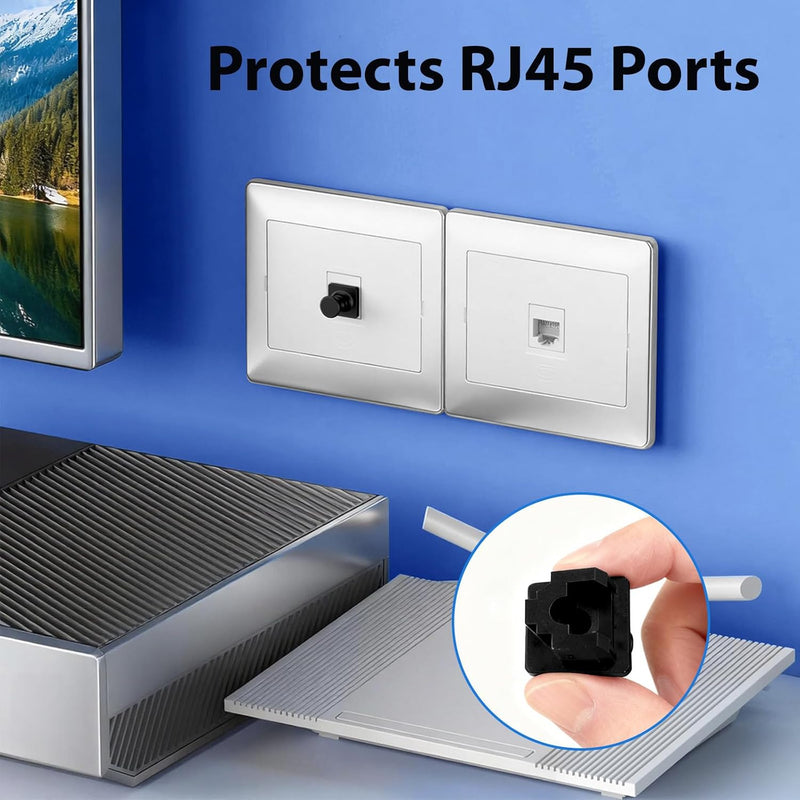 Cyberguys RJ45 Dust Cover Caps, Black – 50-Pack