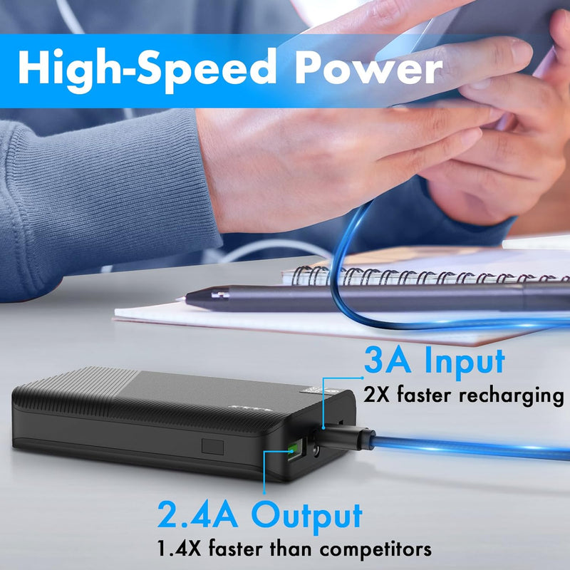 3-Port 6000mAh Portable Power Bank – Fast USB-C Charger with Flashlight for iPhone & Android