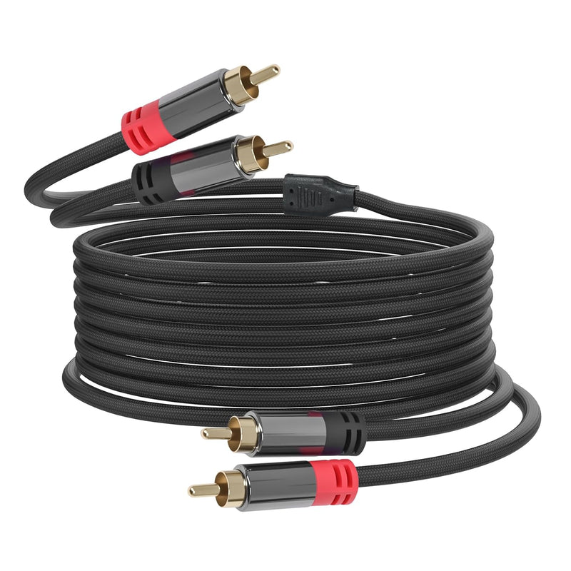 Cyberguys 2RCA to 2RCA Audio Cable – Braided Shielded RCA Male to Male Cord