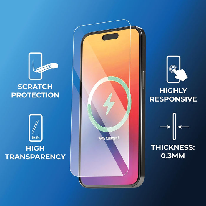BLACK+DECKER 9H+ Tempered Glass for iPhone Screen Protector [Military Grade Shatterproof & Easy Install] Screen Protector for iPhone Tempered Glass Full Coverage Protection, 2 Packs
