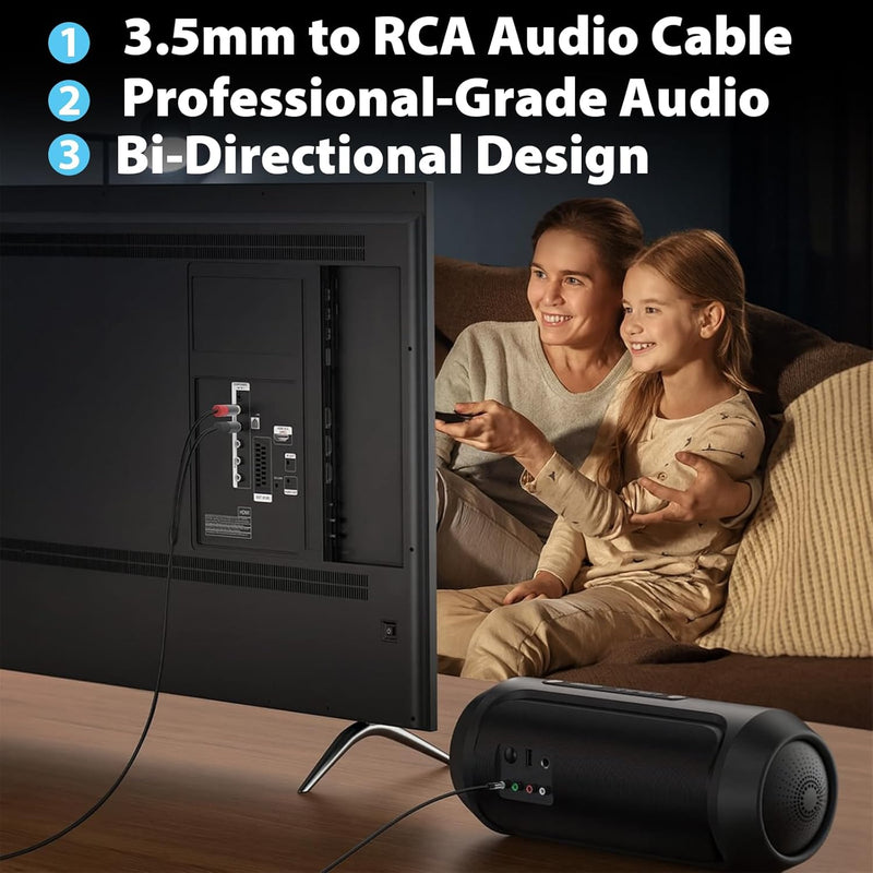 Cyberguys 3.5mm to RCA Audio Cable – Aux to RCA Stereo Cord, Gold-Plated Connectors